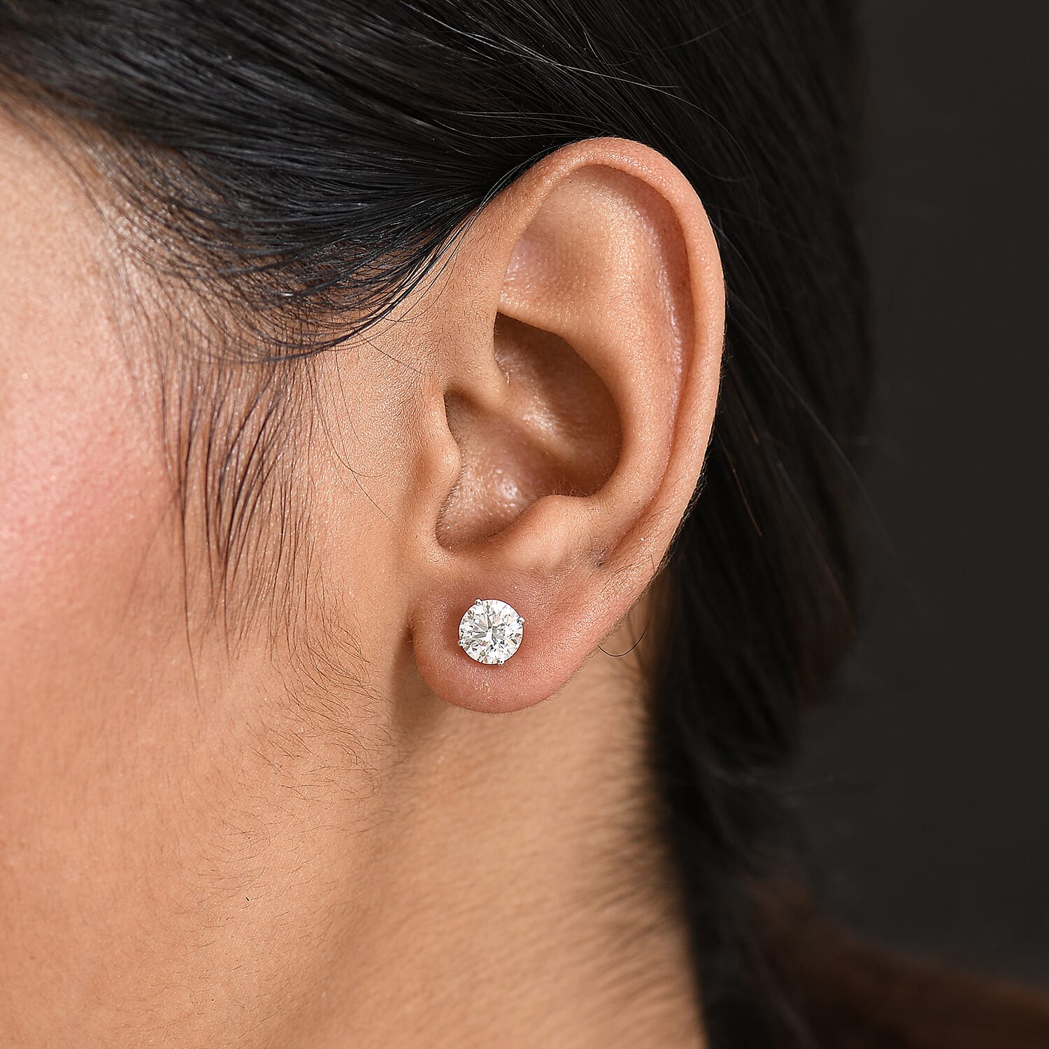 LUXURIANT 2 Ct. Lab Grown Diamond Brilliant-Cut Solitaire Stud Push Post Earring in 9K Yellow Gold (SI-GH) 8253588 3
