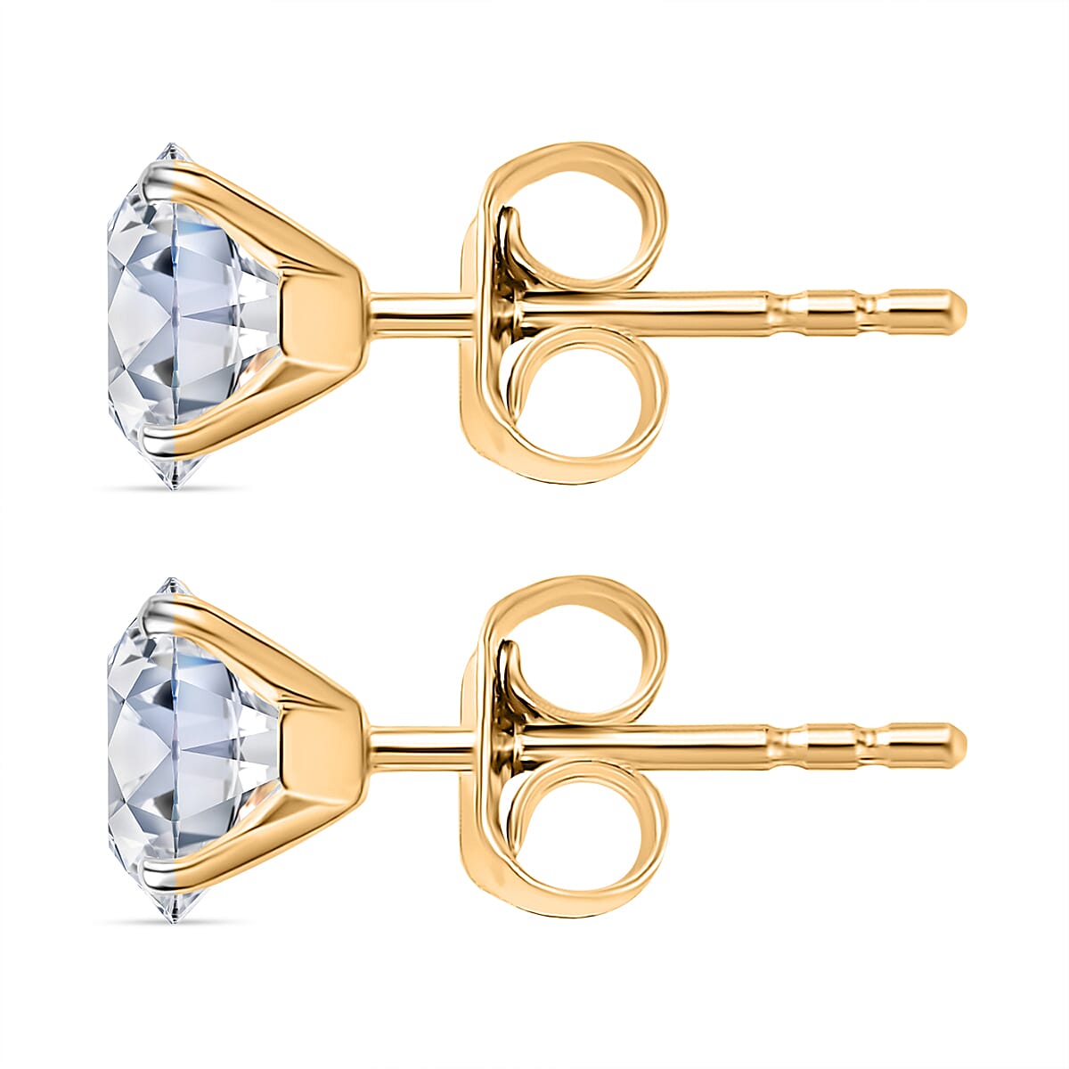 LUXURIANT 2 Ct. Lab Grown Diamond Brilliant-Cut Solitaire Stud Push Post Earring in 9K Yellow Gold (SI-GH) 8253588 4