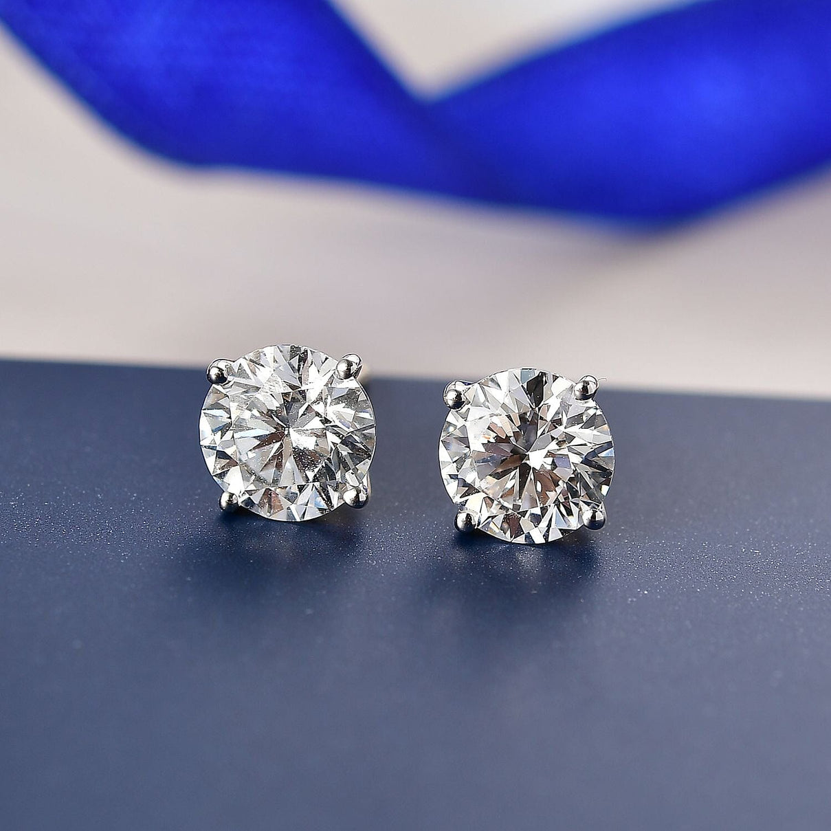 LUXURIANT 3 Ct. Lab Grown Diamond Solitaire Earrings in 9K Gold, SGL Certified 8267813 2