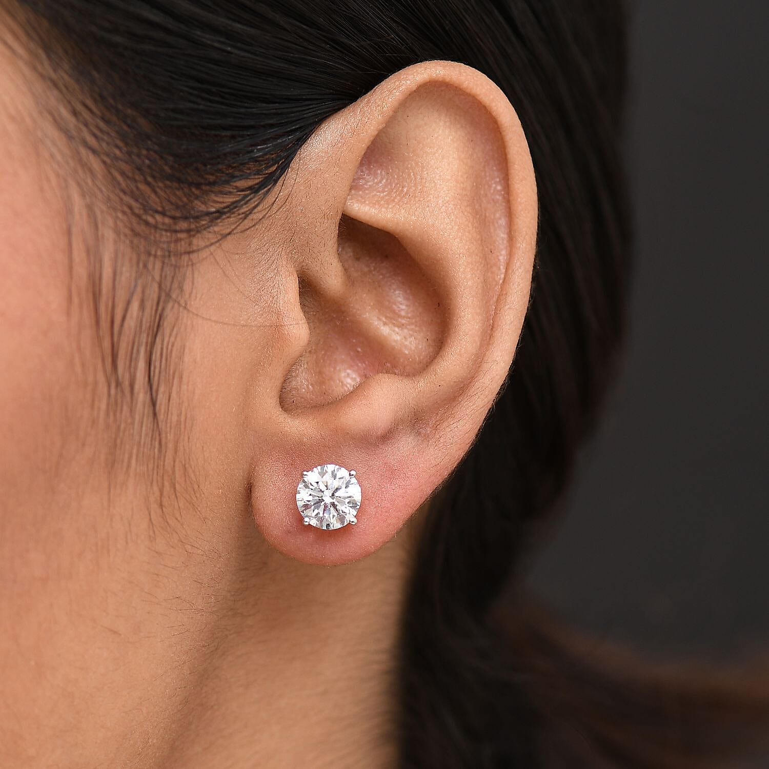LUXURIANT 3 Ct. Lab Grown Diamond Solitaire Earrings in 9K Gold, SGL Certified 8267813 3