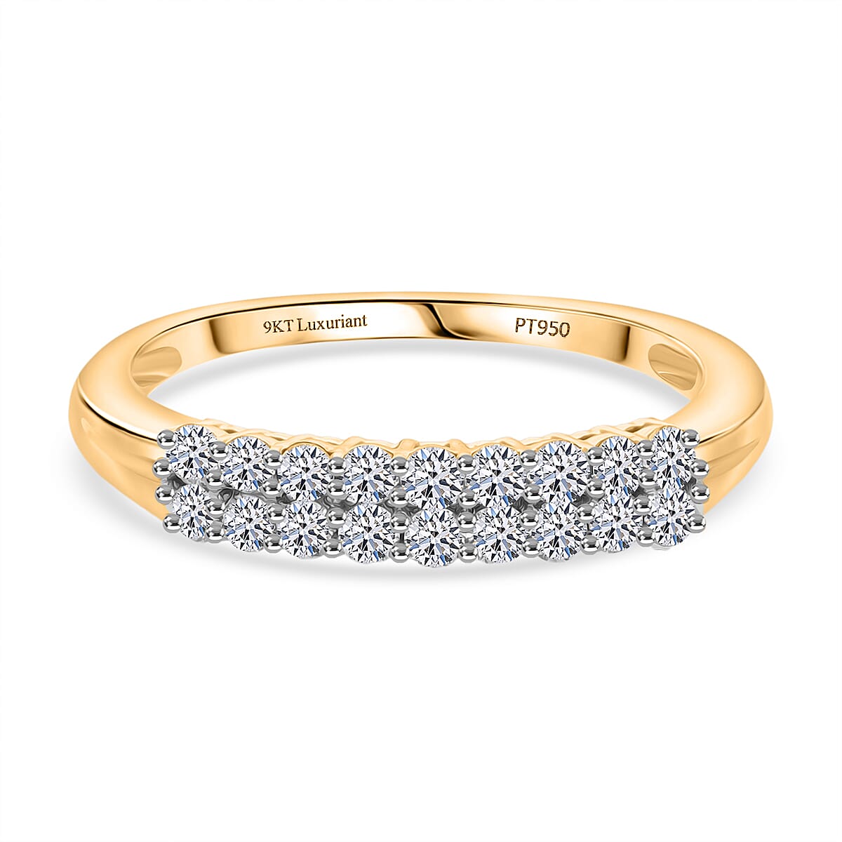 LUXURIANT 0.5 Ct. Lab Grown Diamond Half Eternity Ring in 9K Yellow Gold (VS-EF) 8301899 0