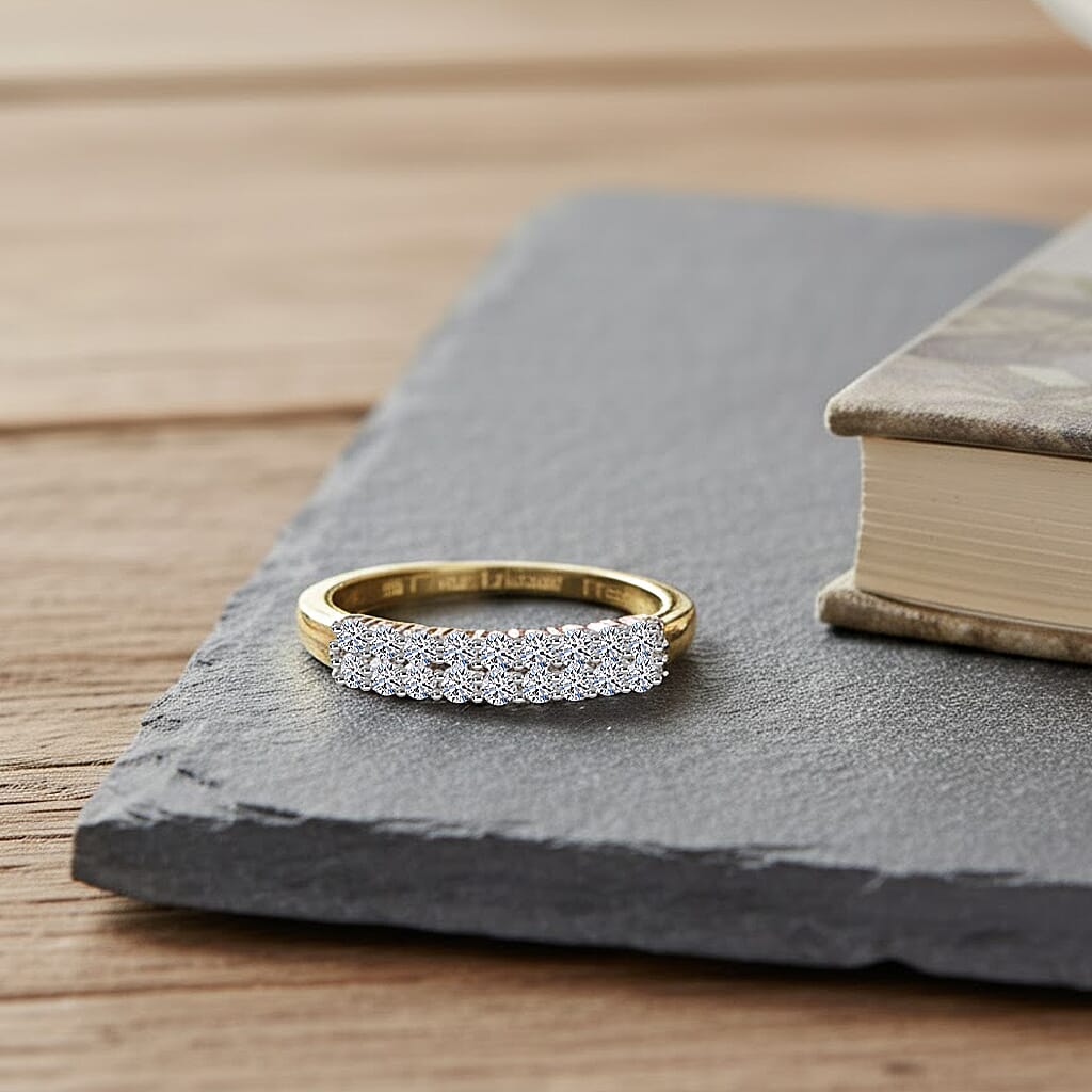 LUXURIANT 0.5 Ct. Lab Grown Diamond Half Eternity Ring in 9K Yellow Gold (VS-EF) 8301899 2