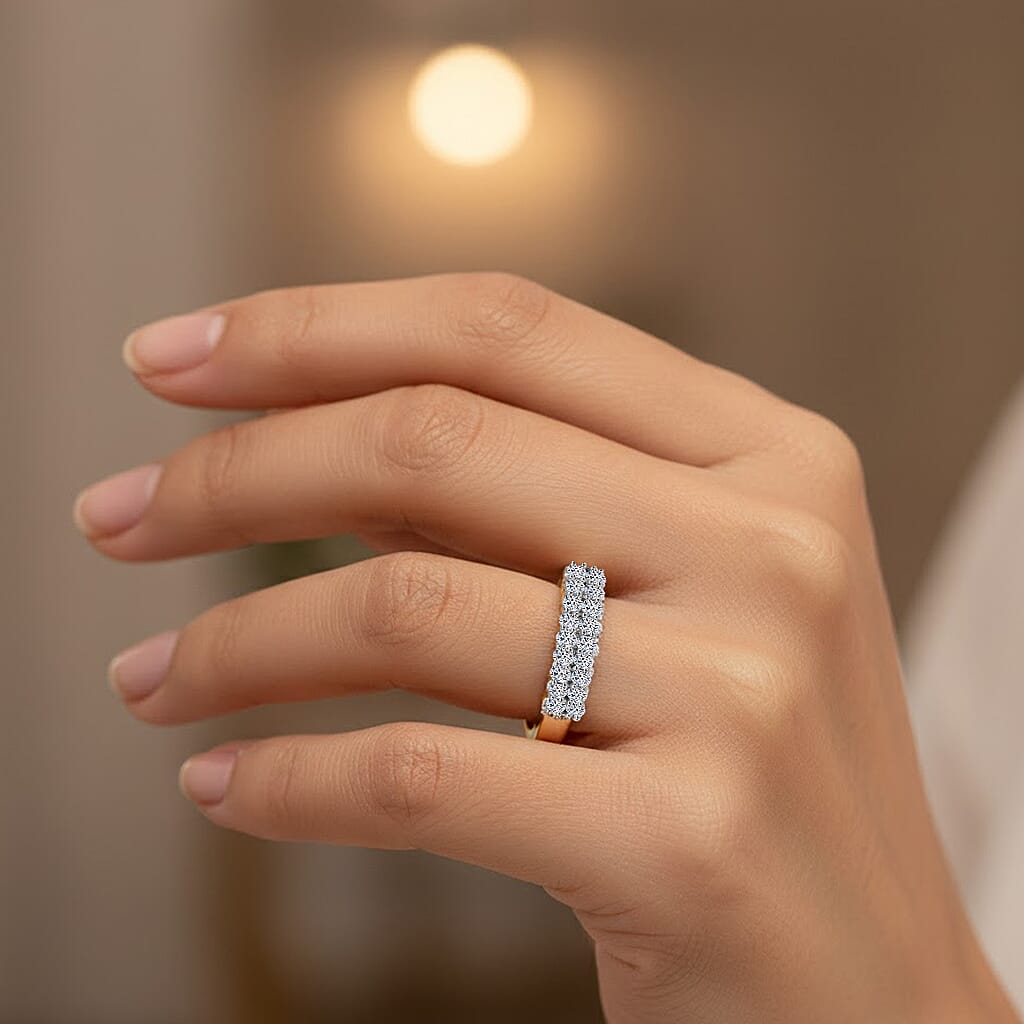 LUXURIANT 0.5 Ct. Lab Grown Diamond Half Eternity Ring in 9K Yellow Gold (VS-EF) 8301899 3
