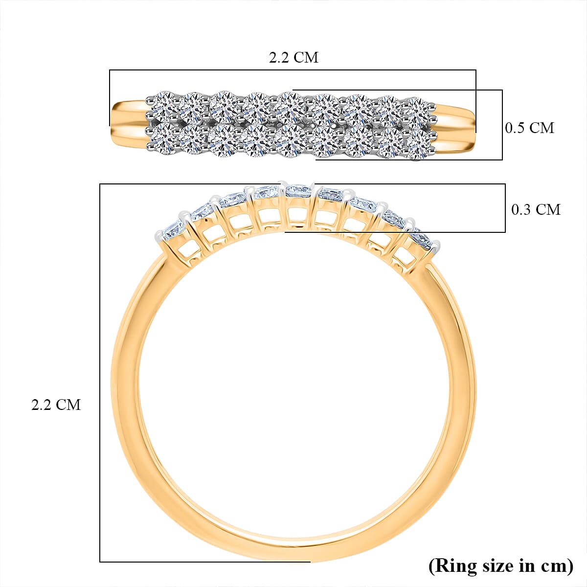 LUXURIANT 0.5 Ct. Lab Grown Diamond Half Eternity Ring in 9K Yellow Gold (VS-EF) 8301899 6