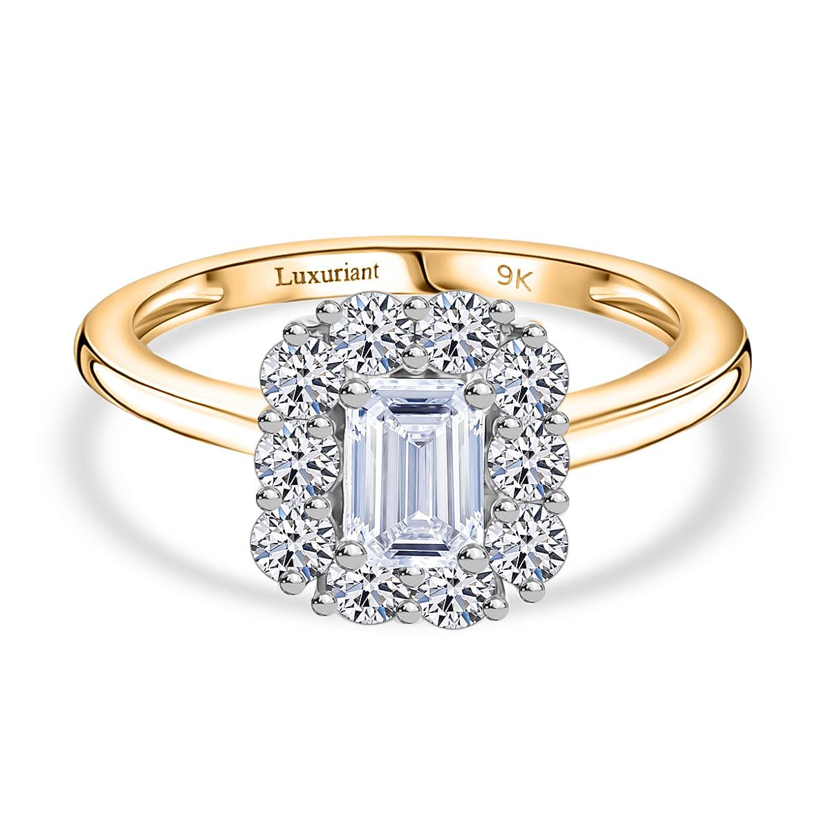 LUXURIANT 1.03 Ct. Lab Grown Diamond Halo Ring in 9K Yellow Gold SGL Certified VS-G/H 8156520 0