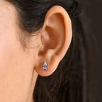 Luxuriant - AAA Tanzanite & Lab Grown Diamond (SI-G-H) Push Post Earring in Platinum Overlay Sterling Silver 0.58 Ct.