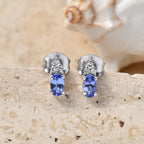 Luxuriant - AAA Tanzanite & Lab Grown Diamond (SI-G-H) Push Post Earring in Platinum Overlay Sterling Silver 0.58 Ct.