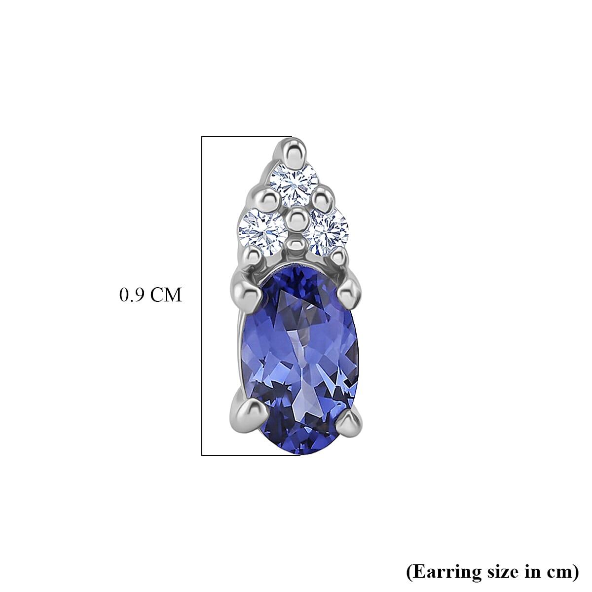 Luxuriant - AAA Tanzanite &amp; Lab Grown Diamond (SI/G-H) Push Post Earring in Platinum Overlay Sterling Silver 0.58 Ct. V32520938 5