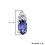 Luxuriant - AAA Tanzanite & Lab Grown Diamond (SI-G-H) Push Post Earring in Platinum Overlay Sterling Silver 0.58 Ct.