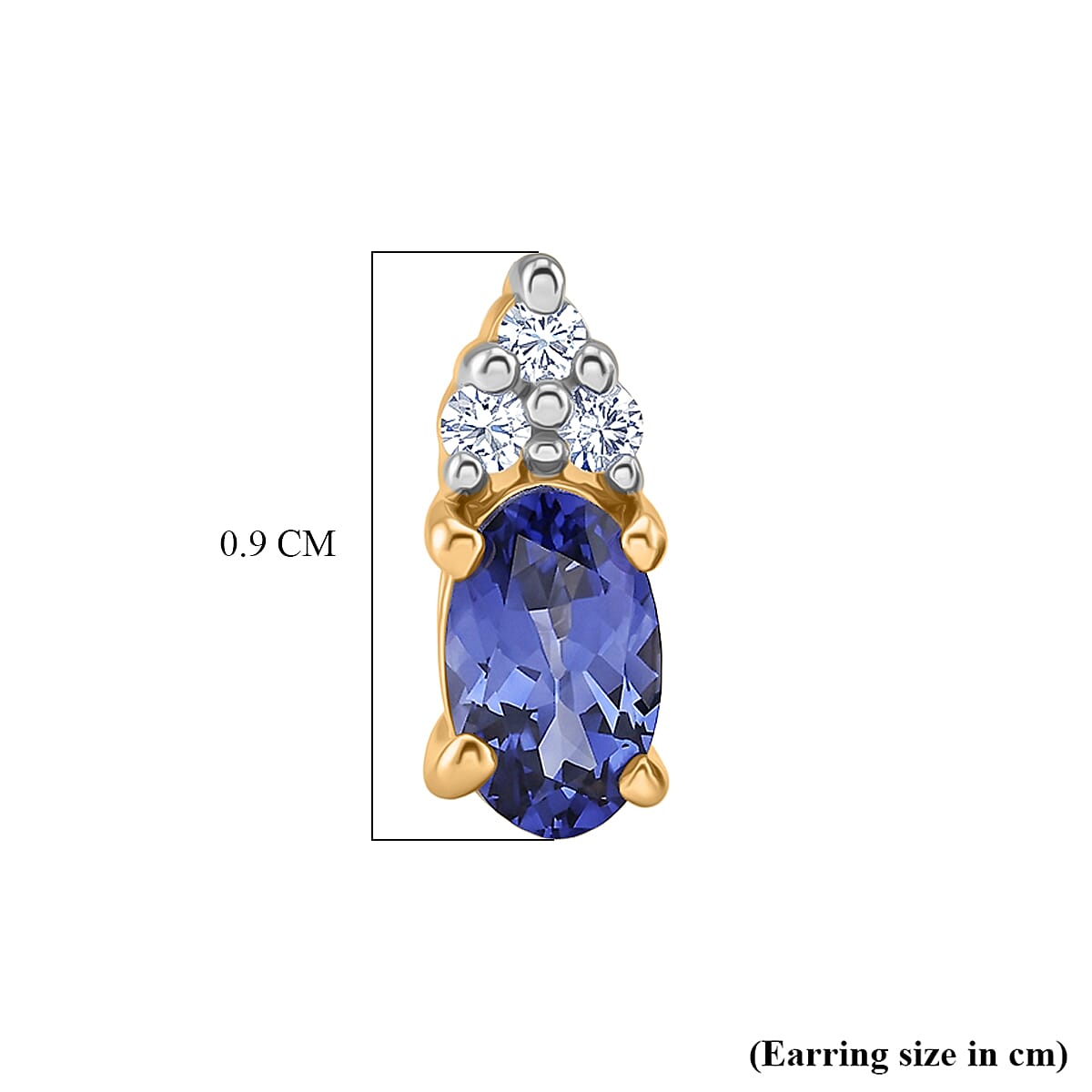 Luxuriant - AAA Tanzanite &amp; Lab Grown Diamond (SI-G-H) Stud Push Post Earring in 18K Vermeil Yellow Gold Plated Sterling Silver 0.58 Ct. 8572428 5