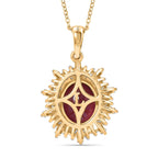 Luxuriant - African Ruby (3.84ct) & SI-GH Lab Grown Diamond (0.43ct) Halo Pendant with Chain (Size 20) in 18K Vermeil Yellow Gold Plated Sterling Silver 4.27 Ct.