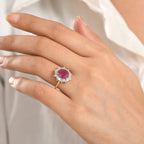 Luxuriant - African Ruby (3.76ct) & SI-GH Lab Grown Diamond (0.39ct)  Ring in 18K Vermeil Yellow Gold Plated Sterling Silver 4.15 Ct.