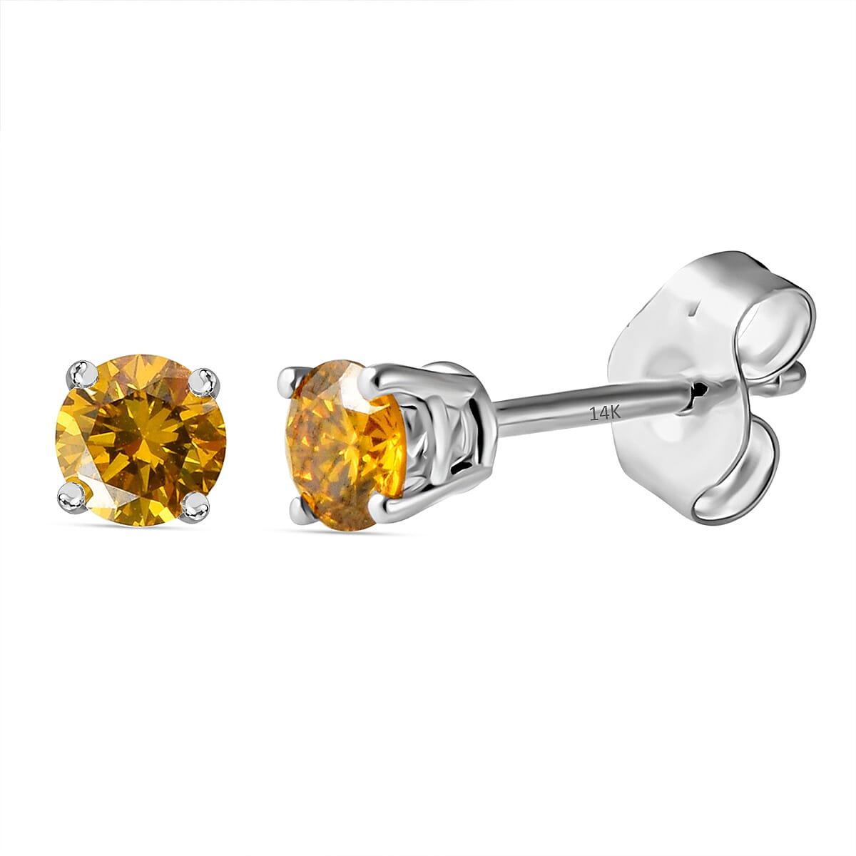 LUXURIANT 14K White Gold Lab Grown Yellow Diamond Earring With Push Back 0.25 Ct. 8020783 0