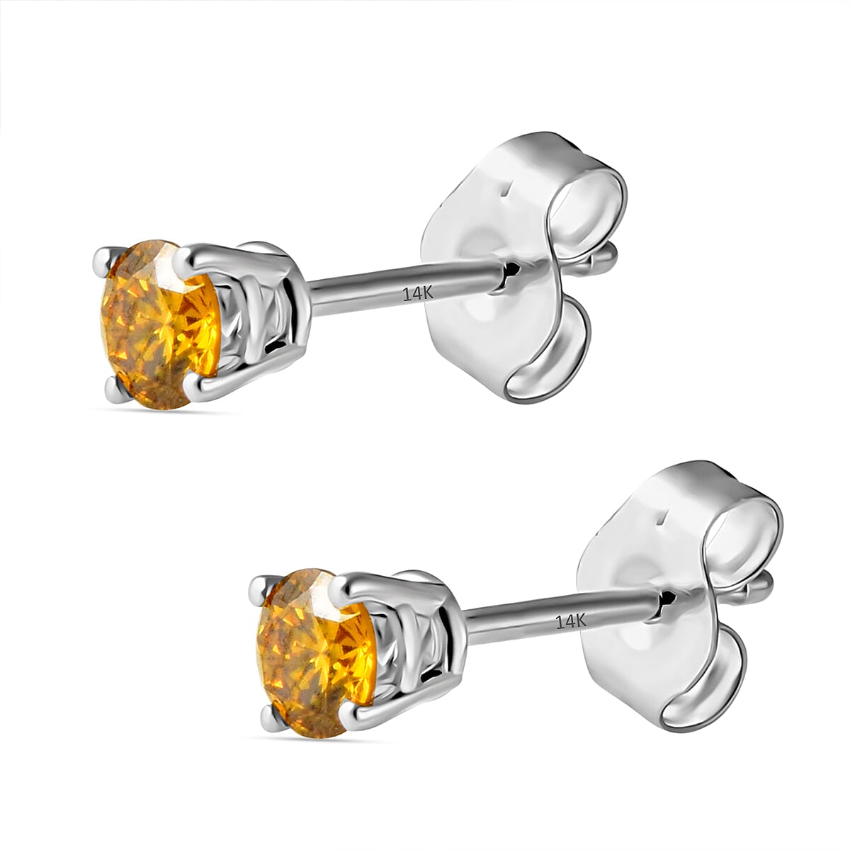 LUXURIANT 14K White Gold Lab Grown Yellow Diamond Earring With Push Back 0.25 Ct. 8020783 2