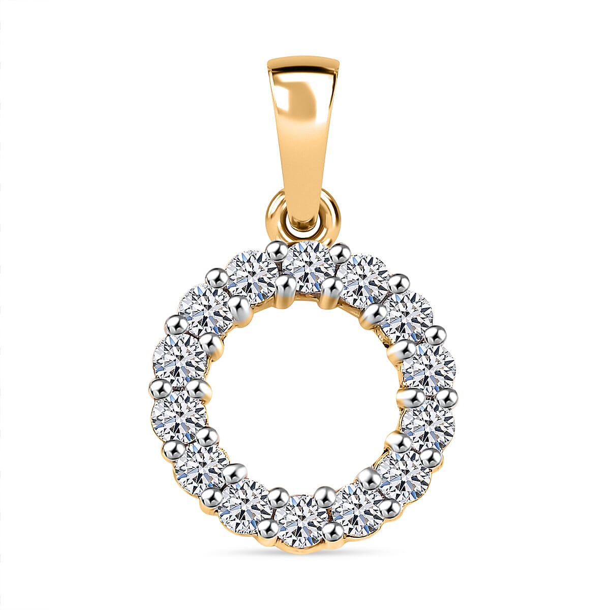 LUXURIANT Lab Grown Diamond (SI/GH) Circle Pendant in 18K Vermeil Yellow Gold Plated Sterling Silver 0.50 Ct. 8018645 0