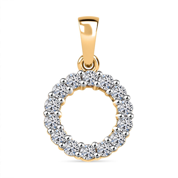 LUXURIANT Lab Grown Diamond (SI/GH) Circle Pendant in 18K Vermeil Yellow Gold Plated Sterling Silver 0.50 Ct. 8018645 1