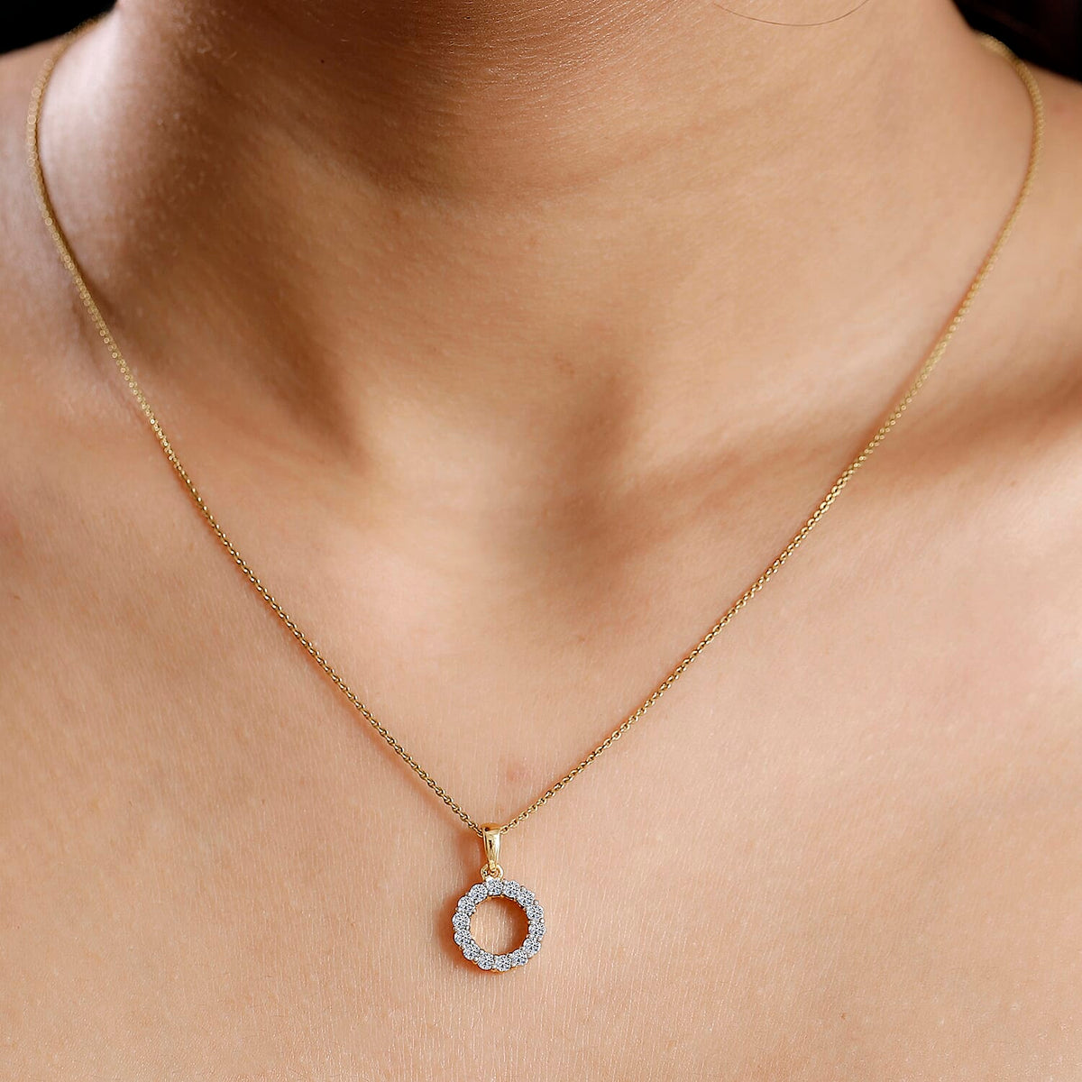 LUXURIANT Lab Grown Diamond (SI/GH) Circle Pendant in 18K Vermeil Yellow Gold Plated Sterling Silver 0.50 Ct. 8018645 3