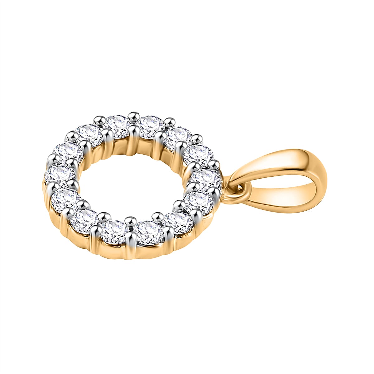 LUXURIANT Lab Grown Diamond (SI/GH) Circle Pendant in 18K Vermeil Yellow Gold Plated Sterling Silver 0.50 Ct. 8018645 4