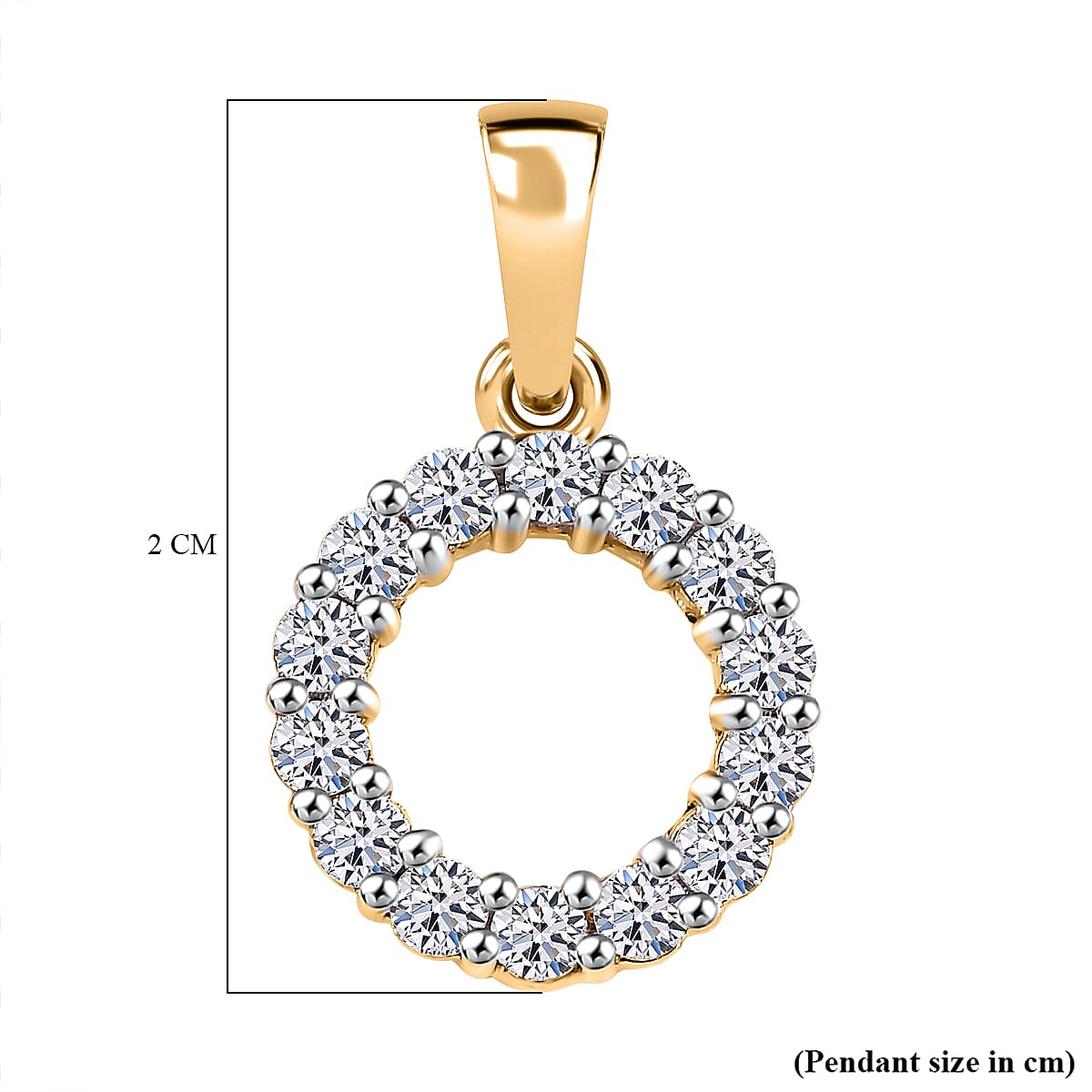LUXURIANT Lab Grown Diamond (SI/GH) Circle Pendant in 18K Vermeil Yellow Gold Plated Sterling Silver 0.50 Ct. 8018645 6