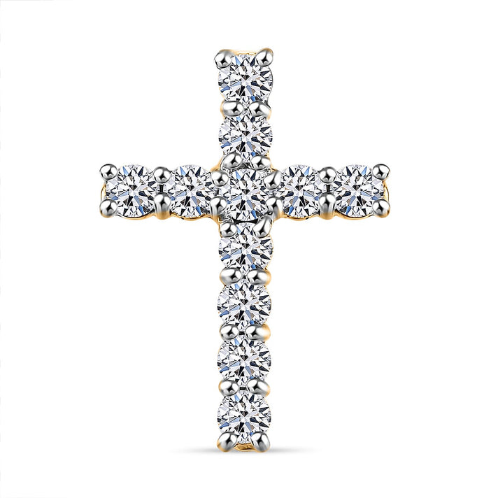 LUXURIANT Lab Grown Diamond (SI/GH) Cross Pendant in 18K Vermeil Yellow Gold Plated Sterling Silver 0.50 Ct. 8018666 1