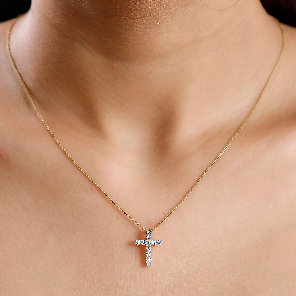 LUXURIANT Lab Grown Diamond (SI/GH) Cross Pendant in 18K Vermeil Yellow Gold Plated Sterling Silver 0.50 Ct. 8018666 3