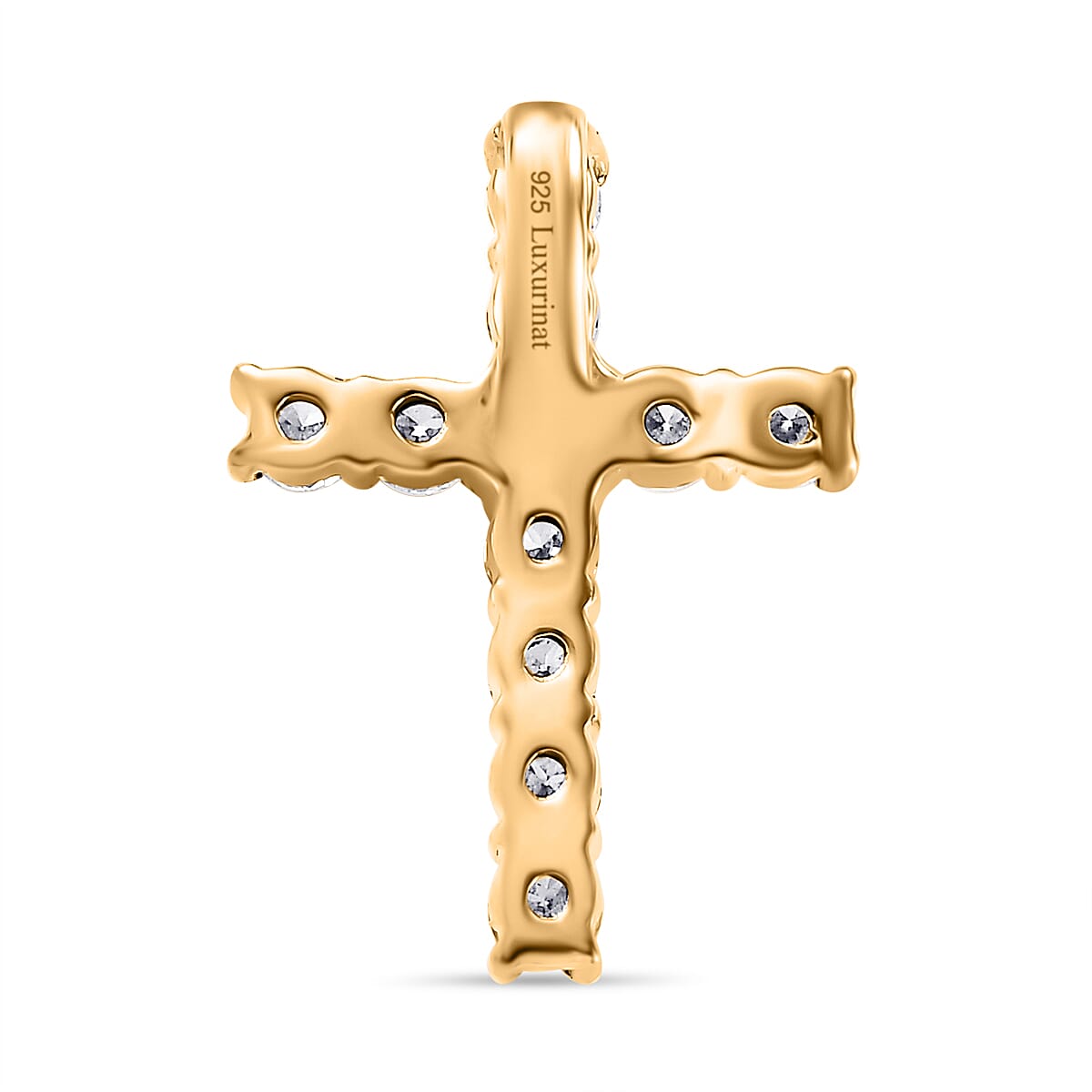 LUXURIANT Lab Grown Diamond (SI/GH) Cross Pendant in 18K Vermeil Yellow Gold Plated Sterling Silver 0.50 Ct. 8018666 5