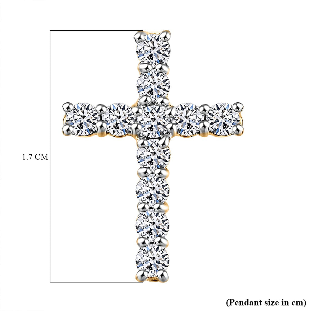 Luxuriant Diamond Lab Grown Diamond (SI-GH) Cross Pendant in 18K Vermeil Yellow Gold Plated Sterling Silver 0.50 Ct.