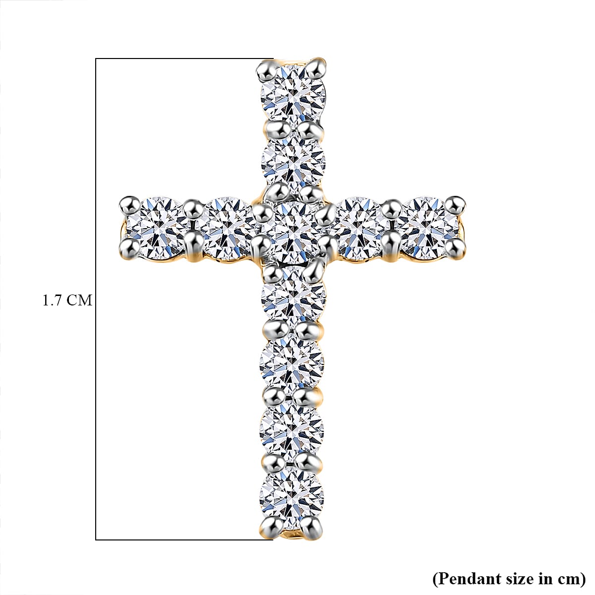 LUXURIANT Lab Grown Diamond (SI/GH) Cross Pendant in 18K Vermeil Yellow Gold Plated Sterling Silver 0.50 Ct. 8018666 6