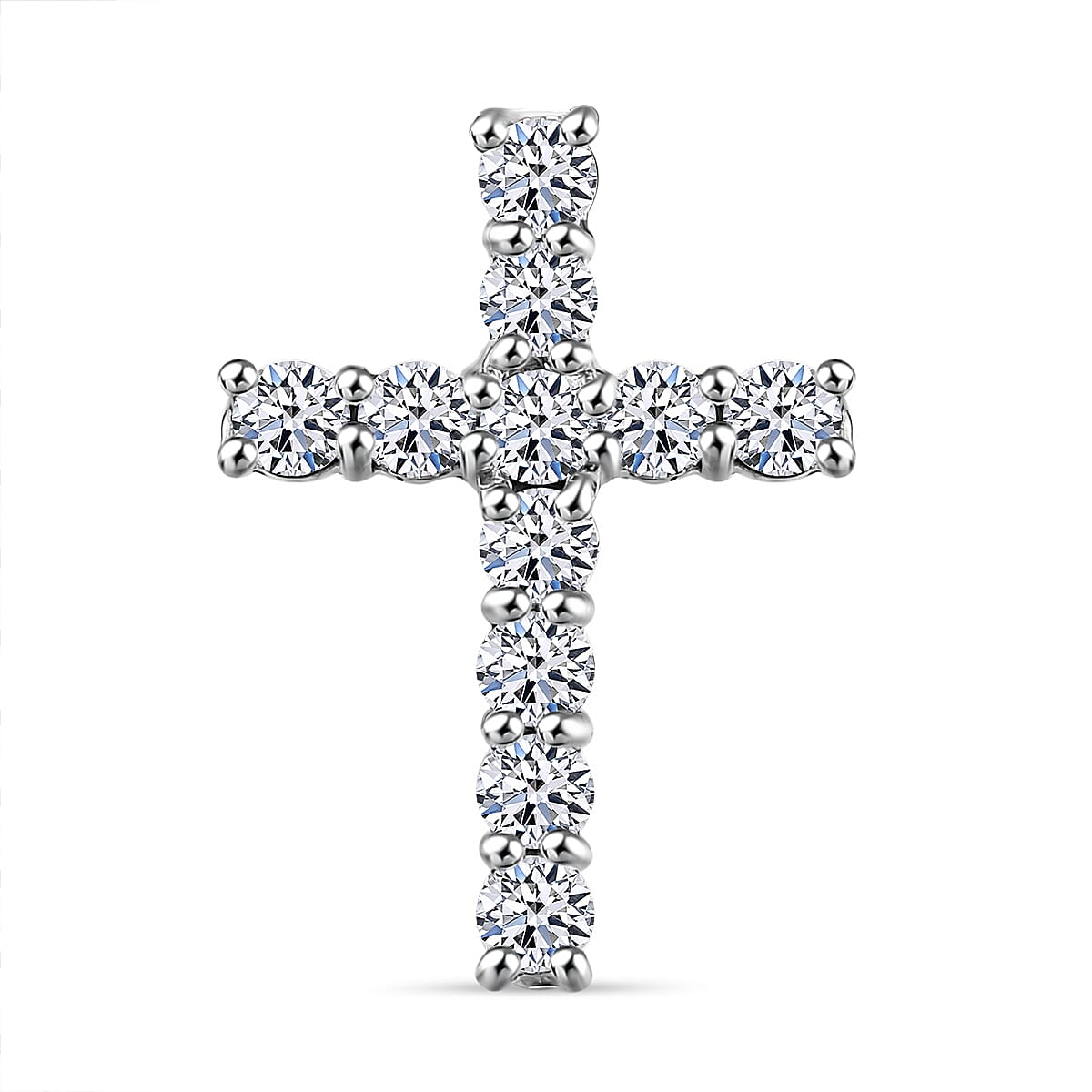 LUXURIANT Lab Grown Diamond (SI/GH) Cross Pendant in Rhodium Overlay Sterling Silver 0.50 Ct. 8018667 0