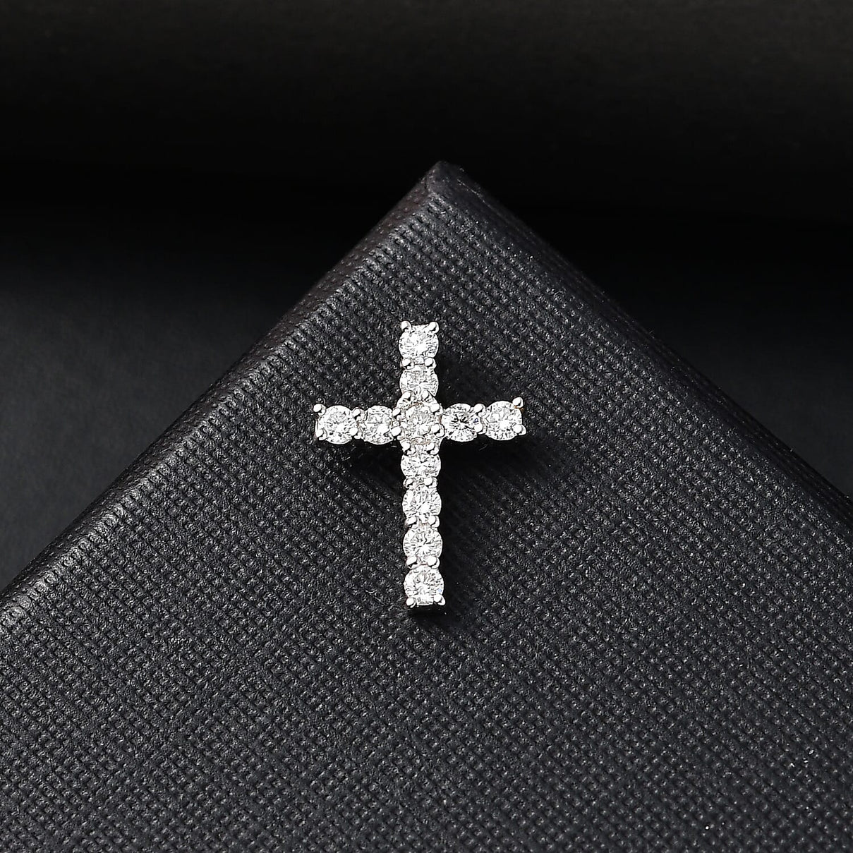 LUXURIANT Lab Grown Diamond (SI/GH) Cross Pendant in Rhodium Overlay Sterling Silver 0.50 Ct. 8018667 2