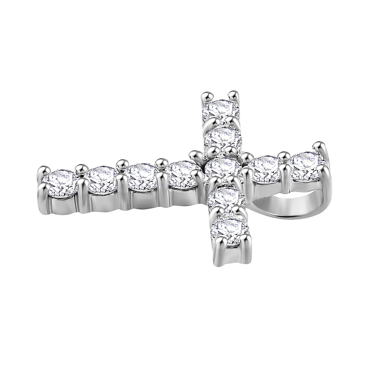 LUXURIANT Lab Grown Diamond (SI/GH) Cross Pendant in Rhodium Overlay Sterling Silver 0.50 Ct. 8018667 4