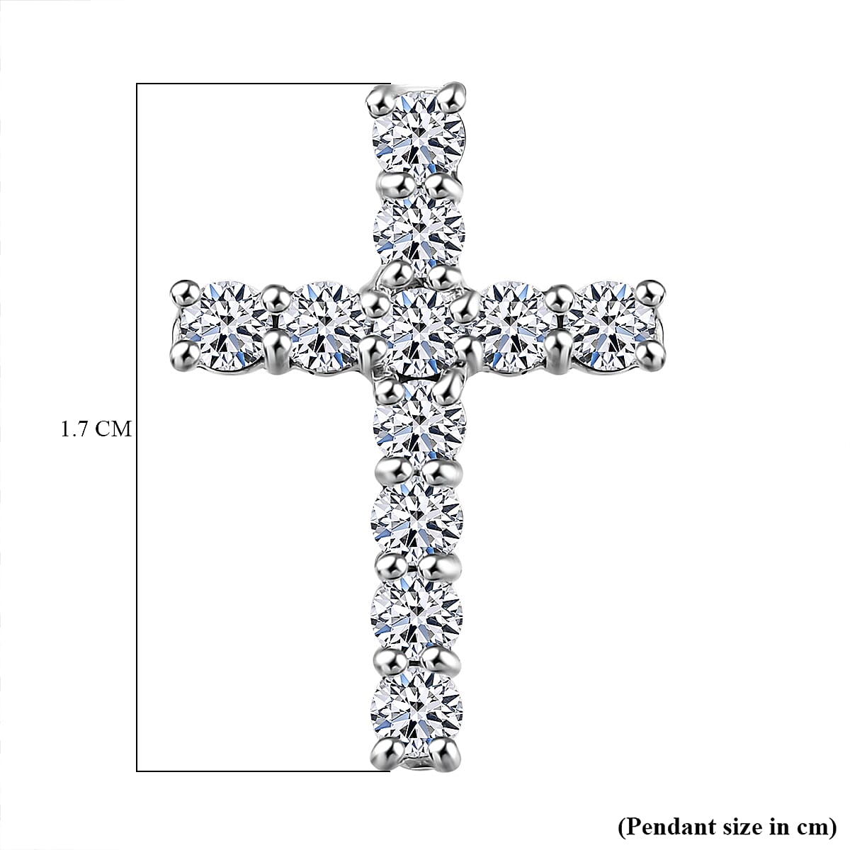 LUXURIANT Lab Grown Diamond (SI/GH) Cross Pendant in Rhodium Overlay Sterling Silver 0.50 Ct. 8018667 6