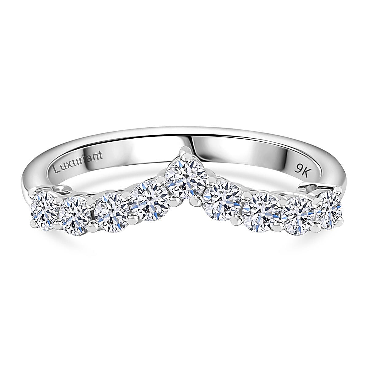 LUXURIANT SGL Certified 0.5 Ct. Lab Grown Diamond VS E-F Wishbone Ring in 9K White Gold V32627415 0