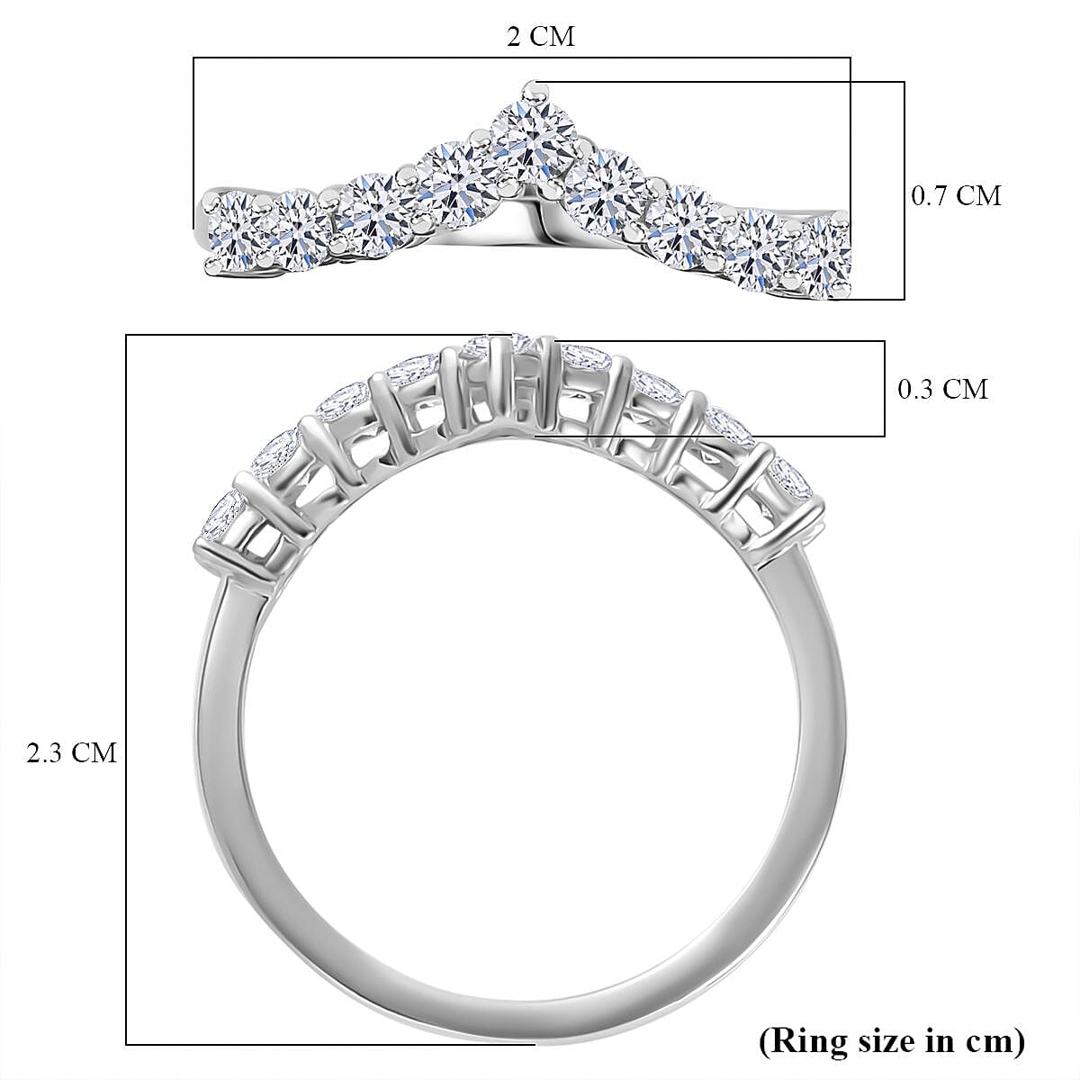 LUXURIANT SGL Certified 0.5 Ct. Lab Grown Diamond VS E-F Wishbone Ring in 9K White Gold V32627415 6