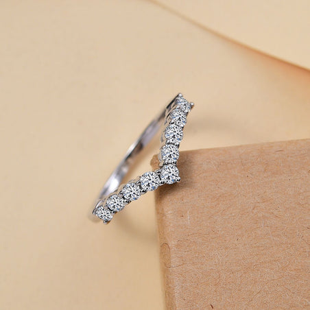 LUXURIANT 0.5 Ct. Lab Grown Diamond Wishbone Ring in 9K White Gold, SGL Certified 7939675 2
