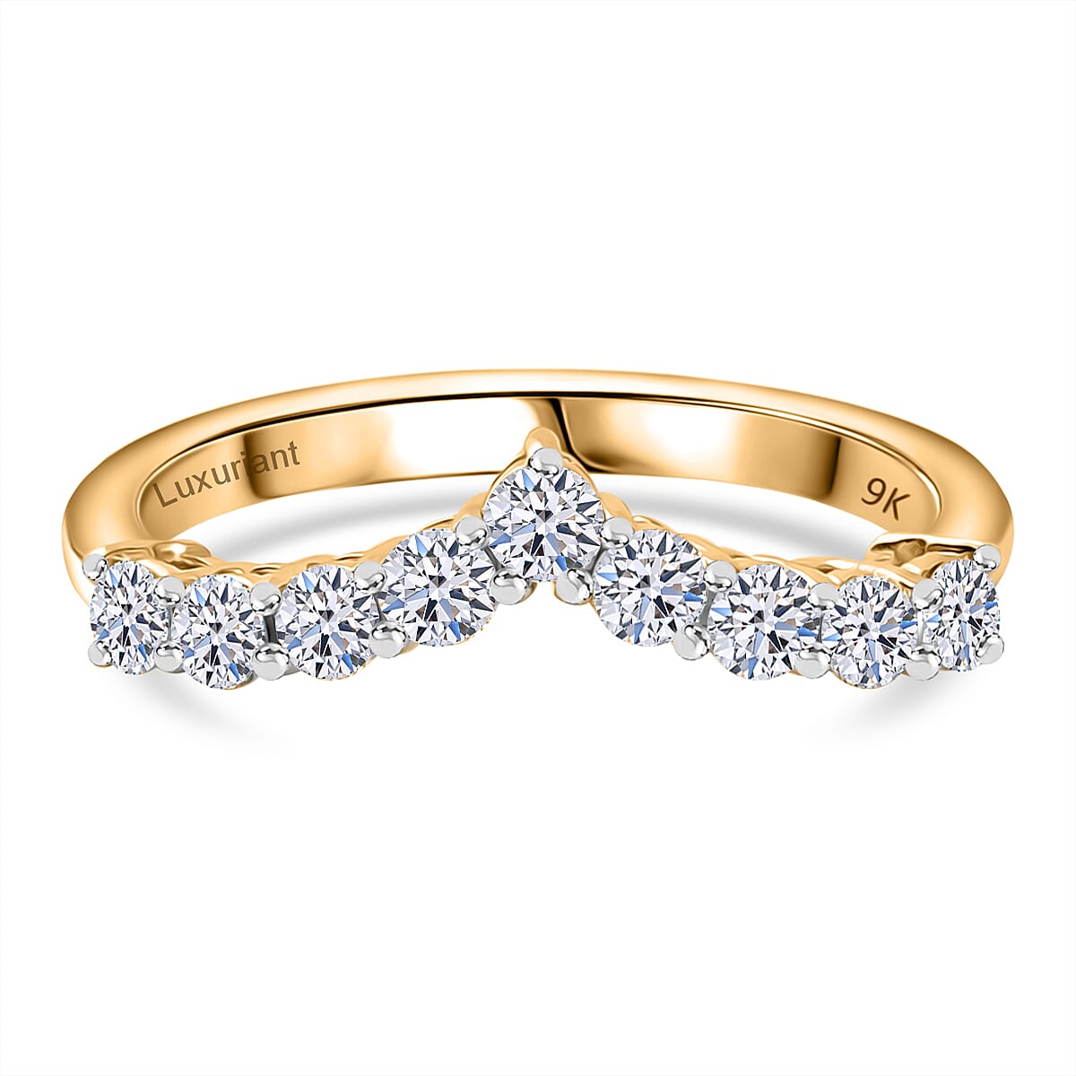 LUXURIANT 0.50 Ct. Lab Grown Diamond Wishbone Ring in 9K Yellow Gold, SGL Certified 7939498 0