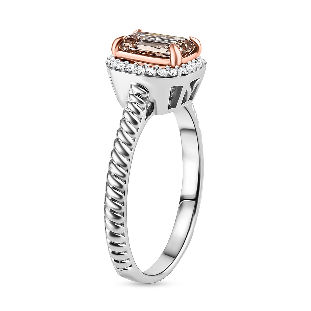 LUXURIANT 14K White and Rose Gold Lab Grown Pink Diamond (VS-SI) Ring 1.10 Ct. 7998679 3