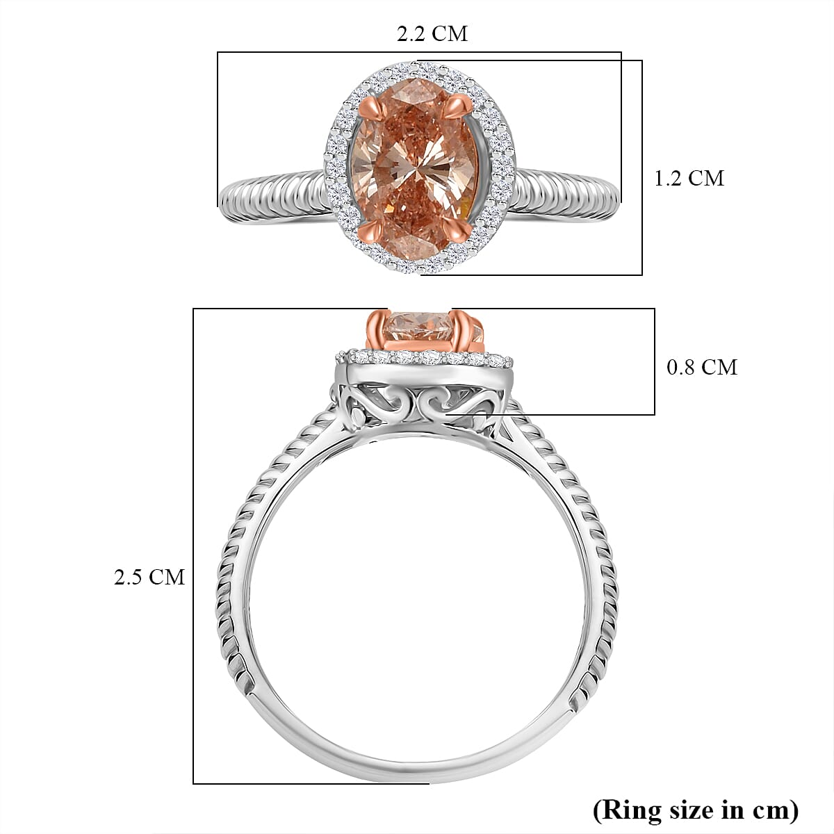 LUXURIANT 14K White and Rose Gold  Pink Diamond and  Lab Grown Diamond Ring 1.10 Ct V32639458 4
