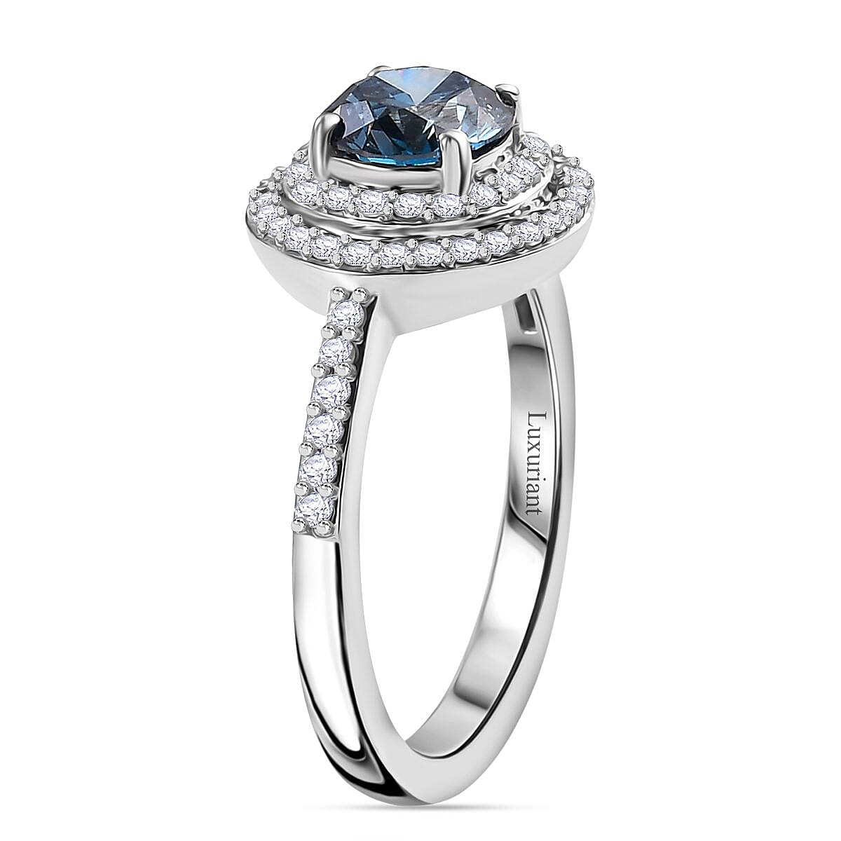 LUXURIANT 950 Platinum Lab Grown Blue Diamond and White Diamond (VS-G/H) SGL Certified Ring 1.35 Ct. 8020605 4