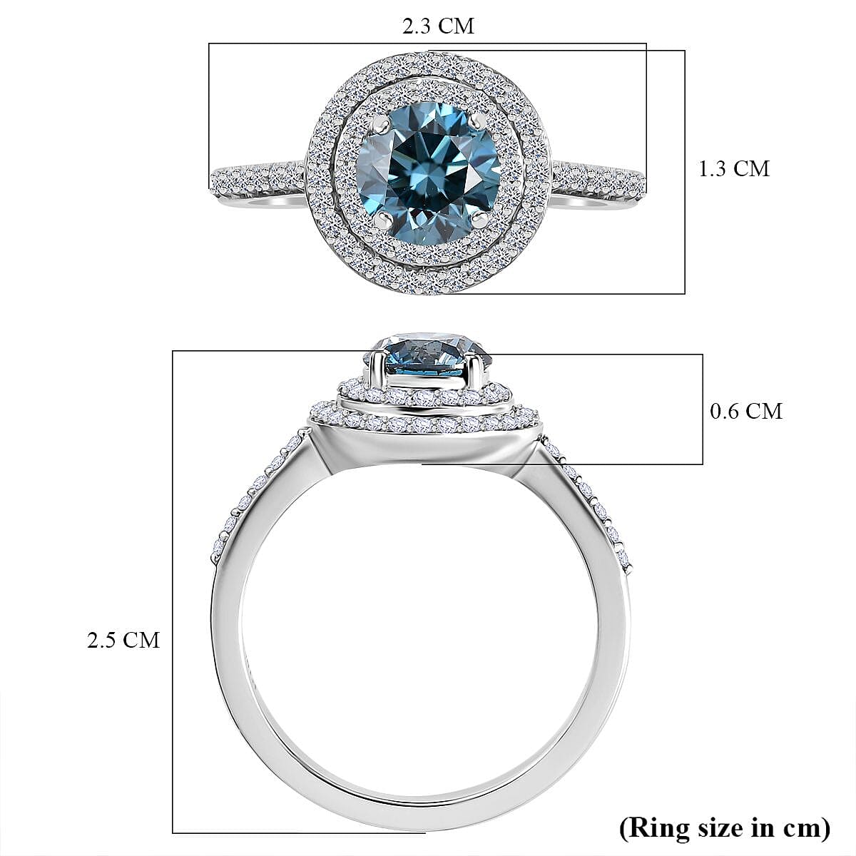 LUXURIANT 950 Platinum Lab Grown Blue Diamond and White Diamond (VS-G/H) SGL Certified Ring 1.35 Ct. 8020605 6