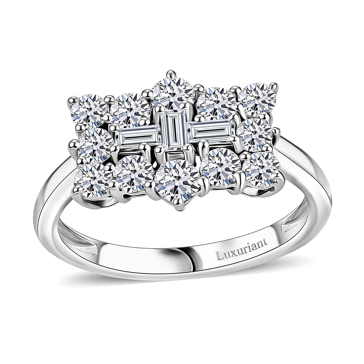 LUXURIANT 9K White Gold Lab Grown Diamond SGL Certified EF, VS Cluster Ring 1 ct 7967981 0