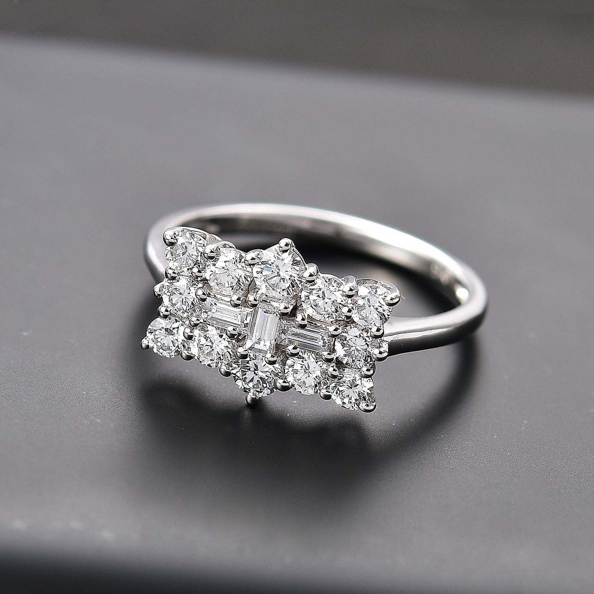 LUXURIANT 9K White Gold Lab Grown Diamond SGL Certified EF, VS Cluster Ring 1 ct 7967981 2