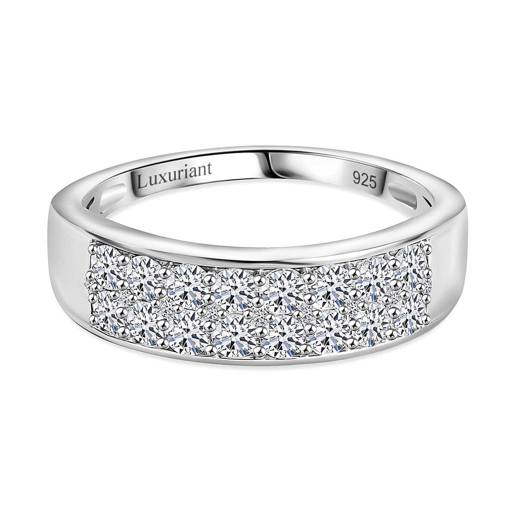 Luxuriant Diamond - Lab Grown Diamond (SI-G-H) Cluster Ring in Rhodium Overlay Sterling Silver 1.00 Ct.