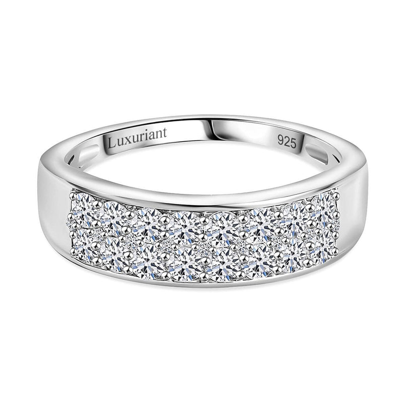 Luxuriant Diamond - Lab Grown Diamond (SI-G-H) Cluster Ring in Rhodium Overlay Sterling Silver 1.00 Ct.