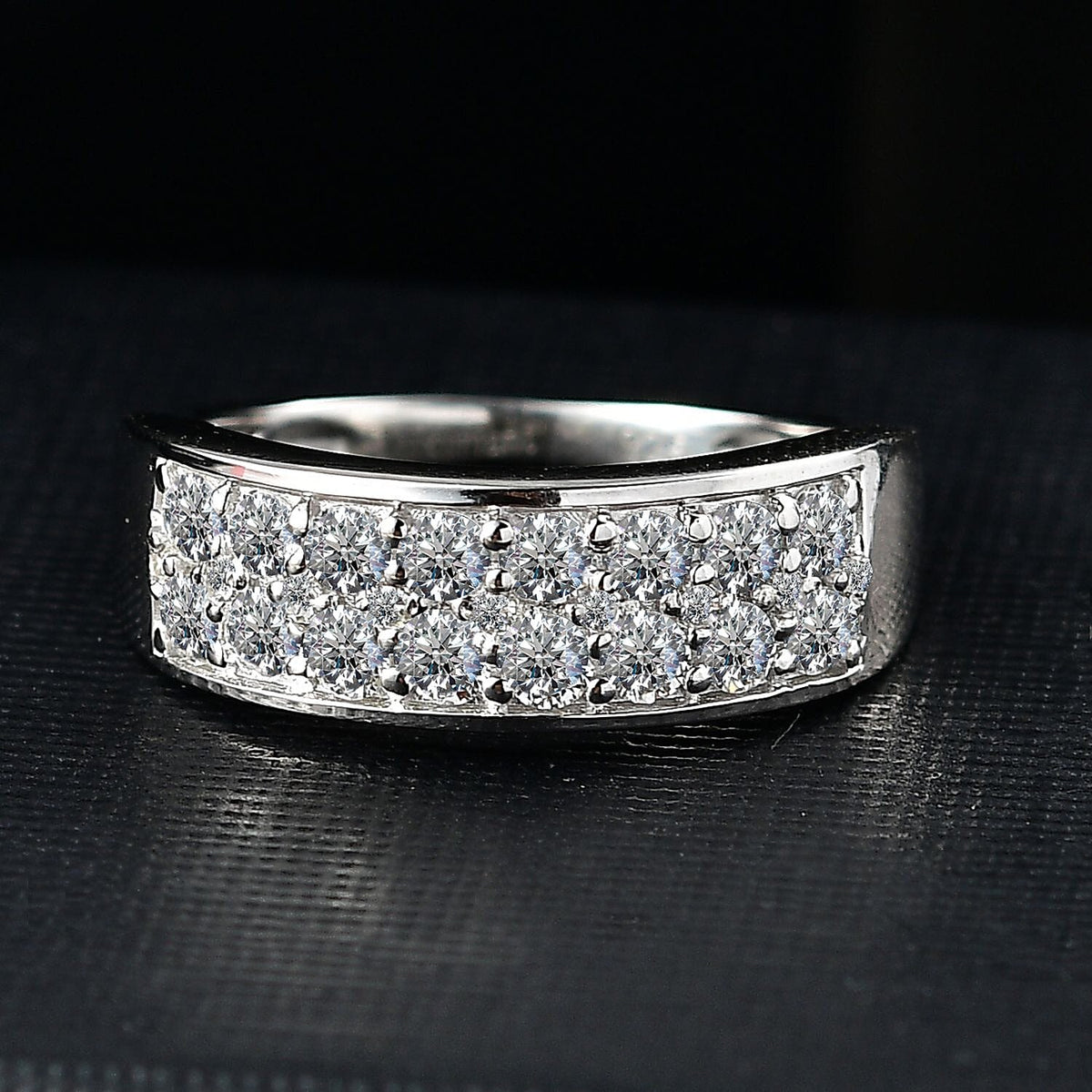 LUXURIANT Lab Grown Diamond SI G-H Cluster Ring in Rhodium Overlay Sterling Silver V32634998 2