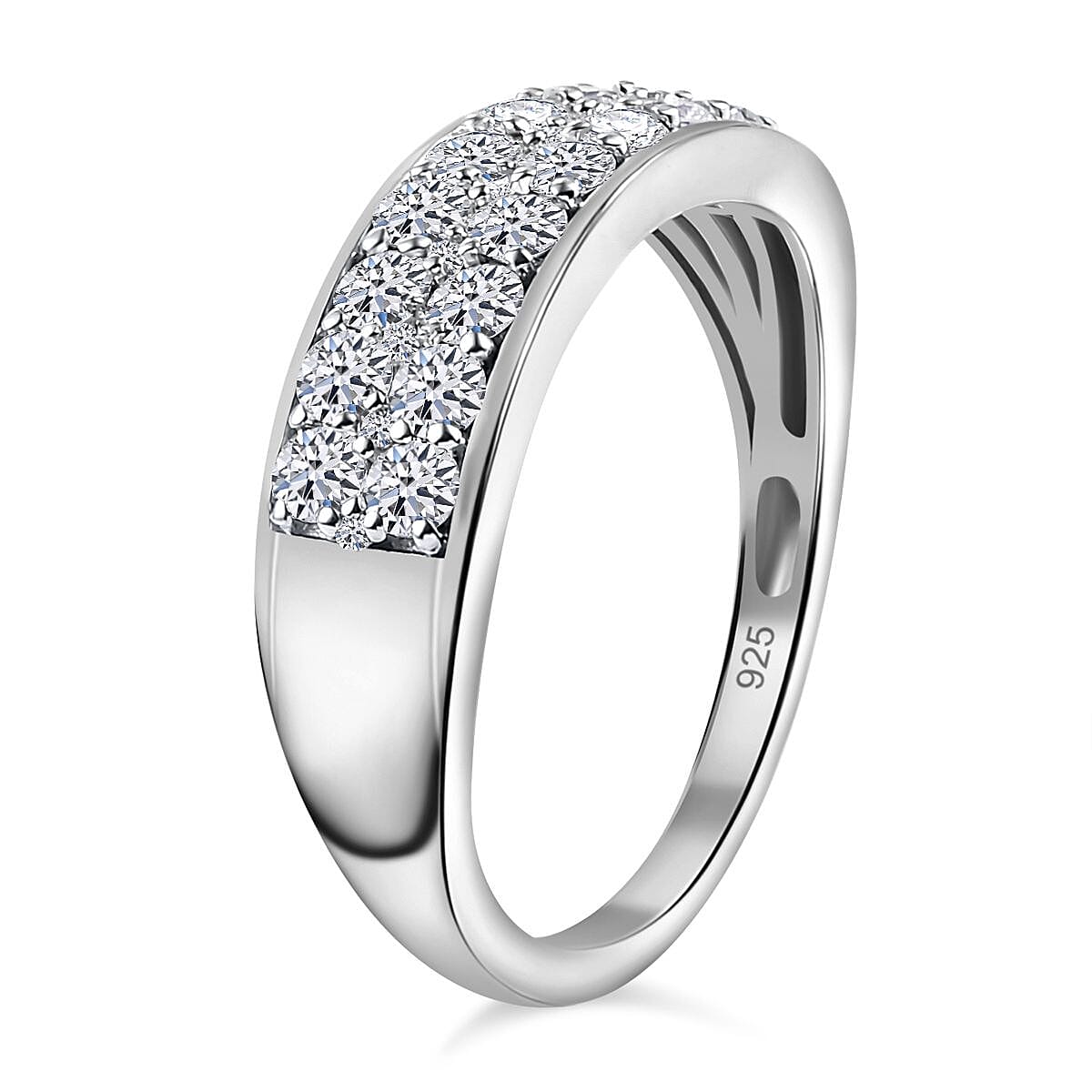 LUXURIANT Lab Grown Diamond SI G-H Cluster Ring in Rhodium Overlay Sterling Silver V32634998 4