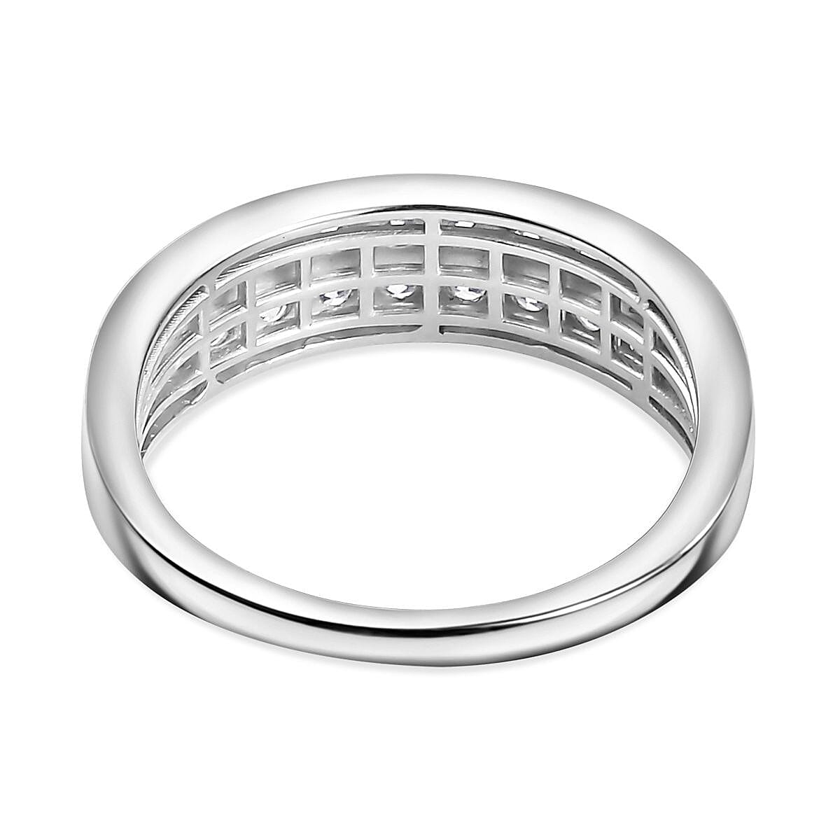 LUXURIANT Lab Grown Diamond SI G-H Cluster Ring in Rhodium Overlay Sterling Silver V32634998 5