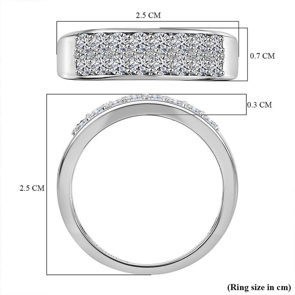 Luxuriant Diamond - Lab Grown Diamond (SI-G-H) Cluster Ring in Rhodium Overlay Sterling Silver 1.00 Ct.