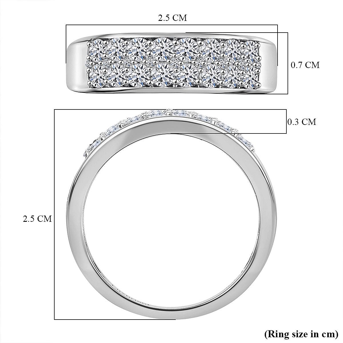 LUXURIANT Lab Grown Diamond SI G-H Cluster Ring in Rhodium Overlay Sterling Silver V32634998 6