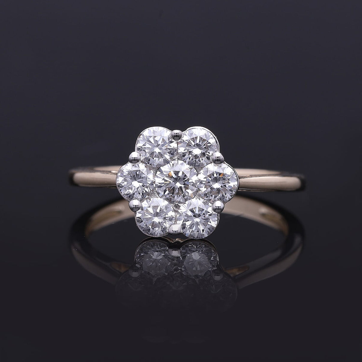 LUXURIANT 1 Ct. Lab Grown Diamond Pressure Set Cluster Ring in 9K Yellow Gold SGL Certified (VS-GH) 7936595 2